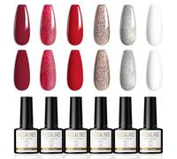 ROSALIND Vernis Semi Permanent Rouge Or Argent Pailleté Blanc Vernis Gel 6 Couleurs 8ml Soak Off Nail Polish UV/LED Vernis à Ongles Pour Manucure DIY, Studio de Manucure