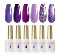 ROSALIND Vernis Semi Permanent Violet 6 Couleurs Lila | Fuchsia Violet Lavande Pailleté Lilac Vernis Gel UV Semi Permanent Soak Off UV LED Pour Femme DIY Nail Art Manucure Kit 6ml