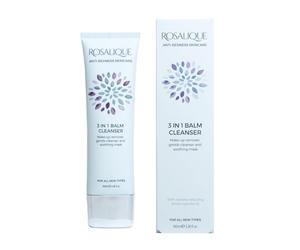 Rosalique Baume nettoyant 3 en 1 pour peaux sensibles et sujettes aux rougeurs - Démaquillant doux, nettoyant luxueux et masque apaisant en un seul