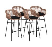 Lisa Design – Lot de 4 tabourets Rosano – Effet rotin, couleur bois et noir (Noir/Bois)