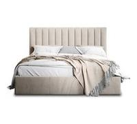 Rosario - lit coffre - 140x200 - sommier inclus - en velours - Beige