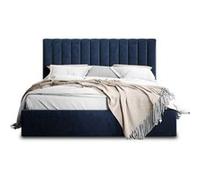 Rosario - lit coffre - 140x200 - sommier inclus - en velours - Bleu Bleu G