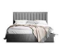 Rosario - lit coffre - 140x200 - sommier inclus - en velours - Gris