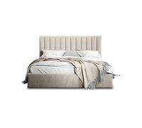 Rosario - lit coffre - 160x200 - sommier inclus - en velours - Beige Beige G
