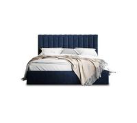 Rosario - lit coffre - 160x200 - sommier inclus - en velours - Bleu