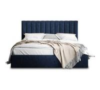 Rosario - lit coffre - 160x200 - sommier inclus - en velours - Bleu