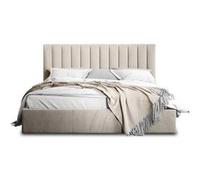 Rosario - lit coffre - 180x200 - sommier inclus - en velours - Beige Beige G