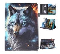 Rosbtib Étui pour iPad Mini 7{^>e<^} génération (A17 Pro, 2024)/iPad mini 6{^>e<^} 2021 8,3", étui de protection à rabat avec porte-cartes et porte-stylo pour iPad Mini 7/6, loup