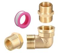 Roscid 3 pcs G1/2 Ensemble de Raccord Fileté Laiton - Coude 90° 1/2" Mâle-Femelle + Hexagonal Mamelon Double G1/2 Pouce Filetage Extérieur + Réducteur Laiton 3/4"BSP Mâle x 1/2"BSP Femelle