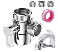 Roscid Valve Inverseur de Douche 3 Voies avec Adaptateur de Robinet M22-M24, M22-G1/2, 3 Voies Soupape Vanne Dérivation Douche pour Salle de Bain, Cuisine(Robinet pas Inclu), Chromé