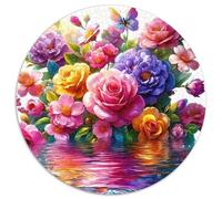 Rose 1000 Pièces Puzzle Circulaire planteee Fleur Puzzle Adulte pour Enfants Jeux De Défi Uniques Jeu D'Intelligence Décoration pour Enfants Cadeau 1000pcs (67.5x67.5cm)