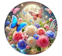Rose 1000 Pièces Puzzle Circulaire planteee Fleur Puzzle Adulte pour Enfants Jeux De Défi Uniques Jeu D'Intelligence De l'art De La Décoration Moderne 1000pcs (67.5x67.5cm)