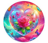 Rose 1000 Pièces Puzzle Circulaire planteee Fleur Puzzle Adulte pour Enfants Jeux De Défi Uniques Jeu D'Intelligence De l'art De La Décoration Moderne 1000pcs (67.5x67.5cm)