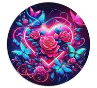 Rose 1000 Pièces Puzzle Circulaire planteee Fleur Puzzle Adulte pour Enfants Puzzle Familial Jeu D'Intelligence De l'art De La Décoration Moderne 1000pcs (67.5x67.5cm)