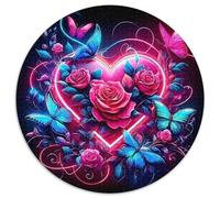 Rose 1000 Pièces Puzzle Circulaire planteee Fleur Puzzles Classiques Pression Réduite Puzzle Jeu D'Intelligence De l'art De La Décoration Moderne 1000pcs (67.5x67.5cm)