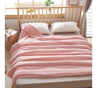 Rose, 150 x 200 cm, jeté en Maille de Coton, Couverture chauffante légère en Coton - Respirante et Douce pour l'été et Le Printemps.