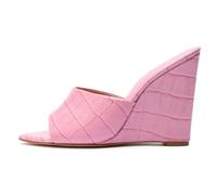 Rose,44 EU,Sandales compensées pour Femmes, Plateforme, Talons Hauts, Bout Pointu, Pantoufles à Enfiler, Sandales d'été à Bride arrière, Chaussures habillées en Cuir PU