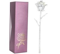 Rose à longue tige, plaquée or 24 carats, Véritable fleur artificielle avec feuille, Cadeau pour collection et décoration