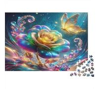 Rose Arc-en-cielPuzzle DIY 1000 Pièces Papillon d'or pour Grands-Parents Amélioration De La Mémoire Loisirs Créatifs Cadeau De Noël 52x38cm/1000pcs