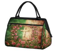 Rose Art Cross Sac de voyage pour femmes, hommes, enfants, garçons et filles, sac de week-end, sac fourre-tout de 24 L, sac fourre-tout pour le sport, la gym, le yoga, couleur, Big, Organiseur de sac
