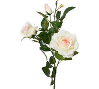 Decoris Rose artificielle à 3 têtes avec tige de 77 cm - Fleurs artificielles et fleurs en soie - Fleurs pour décoration florale de table de mariage Saint-Valentin - Rose artificielle - Blanc