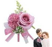 Rose Artificielle Boutonnière - Corsage pour Marié, Témoins du Marié, Témoins du Marié | Boutonnière Floral Vintage Automne pour Mariages Rustiques, Danses étudiantes, Fêtes de M