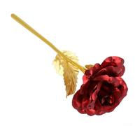 Rose artificielle plaquée or 24 carats | Fleur artificielle enveloppée d'aluminium pour la Saint-Valentin, la fête des mères, un anniversaire de mariage pour votre épouse, petite amie (rouge)