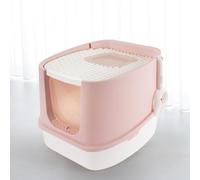 Rose,ASIAD Bac à litière avec Couvercle, Porte Avant, bac à litière Pliable, Pas de dispersion de litière, Anti-Odeur, litière Facile à Nettoyer