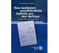Rose Ausländers unveröffentlichte Gedichte aus dem Nachlass: Kritische Edition und Interpretation