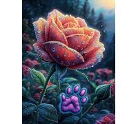 Rose avec une empreinte de patte de loup 500 Pieces Casse-tête Pour Ado En Carton Haute Densité Faune sauvage et animaux de compagnie Facile Débutant Activité Familiale Jeu De Société Cadeau Créatif S