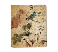 Rose Bird Moderne Vintage Paris, Botanique Française Mousepad Lavable Tapis De Souris Gaming Antidérapant Mouse Pad pour Bureau Ordinateur Maison 25X30Cm