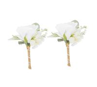 Rose Blanche Artificielle Ornement de Mariage Décoratif, 2 Pièces
