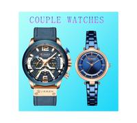 (rose bleu 2 ensembles) CURREN Original His Hers Montres Ensembles Acier Inoxydable Femmes Hommes Montres