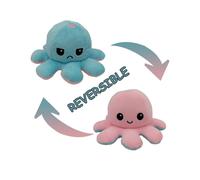 (Rose + bleu clair) peluche pieuvre réversible Double face, poupée d'animaux en peluche de la vie Marine