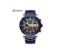 (rose bleu) Curren Montre de sport de luxe en acier inoxydable pour hommes, chronographe, mode décontractée