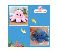 (Rose + bleu foncé, 40 cm/15,7 pouces) 20/30/40 cm double face réversible en peluche pieuvre en peluche