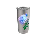 Rose bleue délicate de luxe avec un bourgeon gros plan formes mania Gobelet isotherme en acier inoxydable double paroi