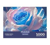 Rose Bleue et Rose Puzzle 1000 Pièces - Challenge Zen, Carte Géographique À Assembler, Poster Inclus, Cadeau ÉduChatif, 70x50cm/1000pcs