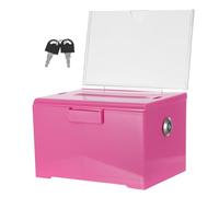 Rose Boîte à Suggestions et Fente en Acrylique avec Serrure | Couvercle Transparent, Porte-étiquette Intégré, Clés Fournies, pour Bureaux et Accueil, Usage Simple