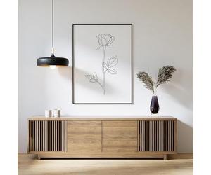 Rose Botanical Art Print Flower One Line Drawing Poster Framed Options A4 Poster on Canvas - Décoration murale inspirante et motivante pour la vie quotidienne Citation encourageante de phrases courte