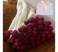 Rose Bouquet Crochet Blanket DIY Kit, 80cm Soft and Light Handmade Floral Blanket, Lily of the Valley Blanket, Foldable to Become A Bouquet,for Mother's Day Birthday Home Decor (Material Pack, B)