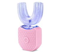 rose - Brosse à dents entièrement automatique en forme de U, brosse à dents ondulée, moteur ultrasonique, embout buccal, étanche, 360 degrés