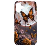 Rose Butterfly Design Cute Orange Floral Print Flower Galaxy Coque pour iPhone 16 Plus