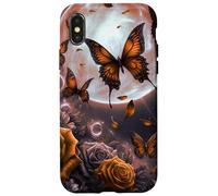 Rose Butterfly Design Cute Orange Floral Print Flower Galaxy Coque pour iPhone X/XS
