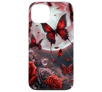 Rose Butterfly Design Cute Red Floral Print Flower Galaxy Coque pour iPhone 13