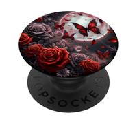 Rose Butterfly Design Cute Red Floral Print Flower Galaxy PopSockets PopGrip Adhésif