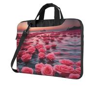 Rose by the sea Sac pour ordinateur portable, sac à bandoulière multifonctionnel, 14,96 pouces de long, mallette, sac à main, sac à bandoulière