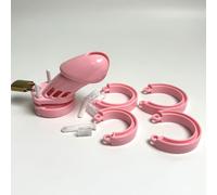 Rose Cage de Chasteté Pénis en plastique 9cmØ34mm avec 5 Anneaux DIØ35-50mm | YILUQIFLY Chastity Cage avec Serrure et 2 Clés Cage Chastetée fétiches Homme Empêcher L'érection Bondage SM Sex Toys