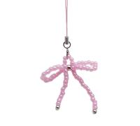 (Rose) Cha?ne de téléphone portable avec n?ud papillon, pendentif en perles de rocaille, porte-clés,