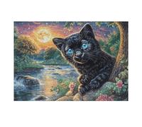 Rose Chat Noir 300 Pièces Puzzle Adulte en Carton Rigide Haute Qualité Créatures célestes splendides Difficile Niveau Expert Anti Stress Jeu De Société Idée Cadeau Anniversaire Premium 300 PCS